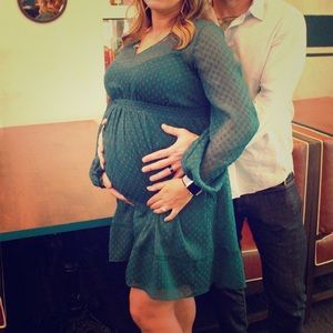 LAST CALL Motherhood Maternity Babydoll Lace Dress